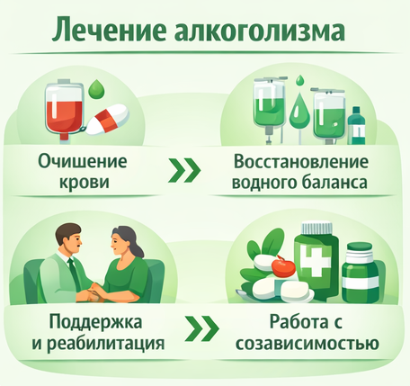 лечение алкоголизма в Рошале этапы